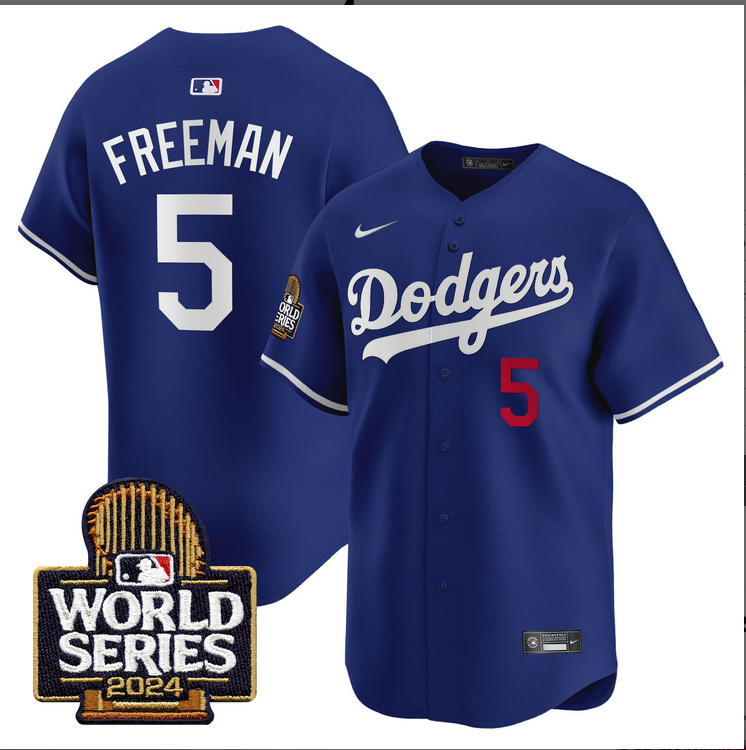 Men MLB Los Angeles Dodgers 5 Freeman blue 2024 World Series Champions Patch Limited Jersey20241105